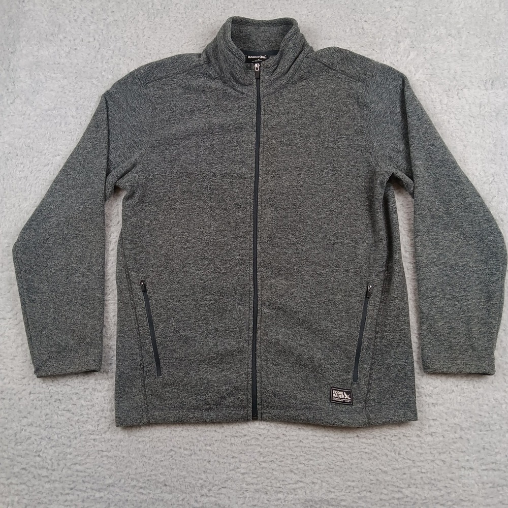 Eddie Bauer Jacket Full Zip Fleece Mens M Gray Heathered Mock Neck Pocket